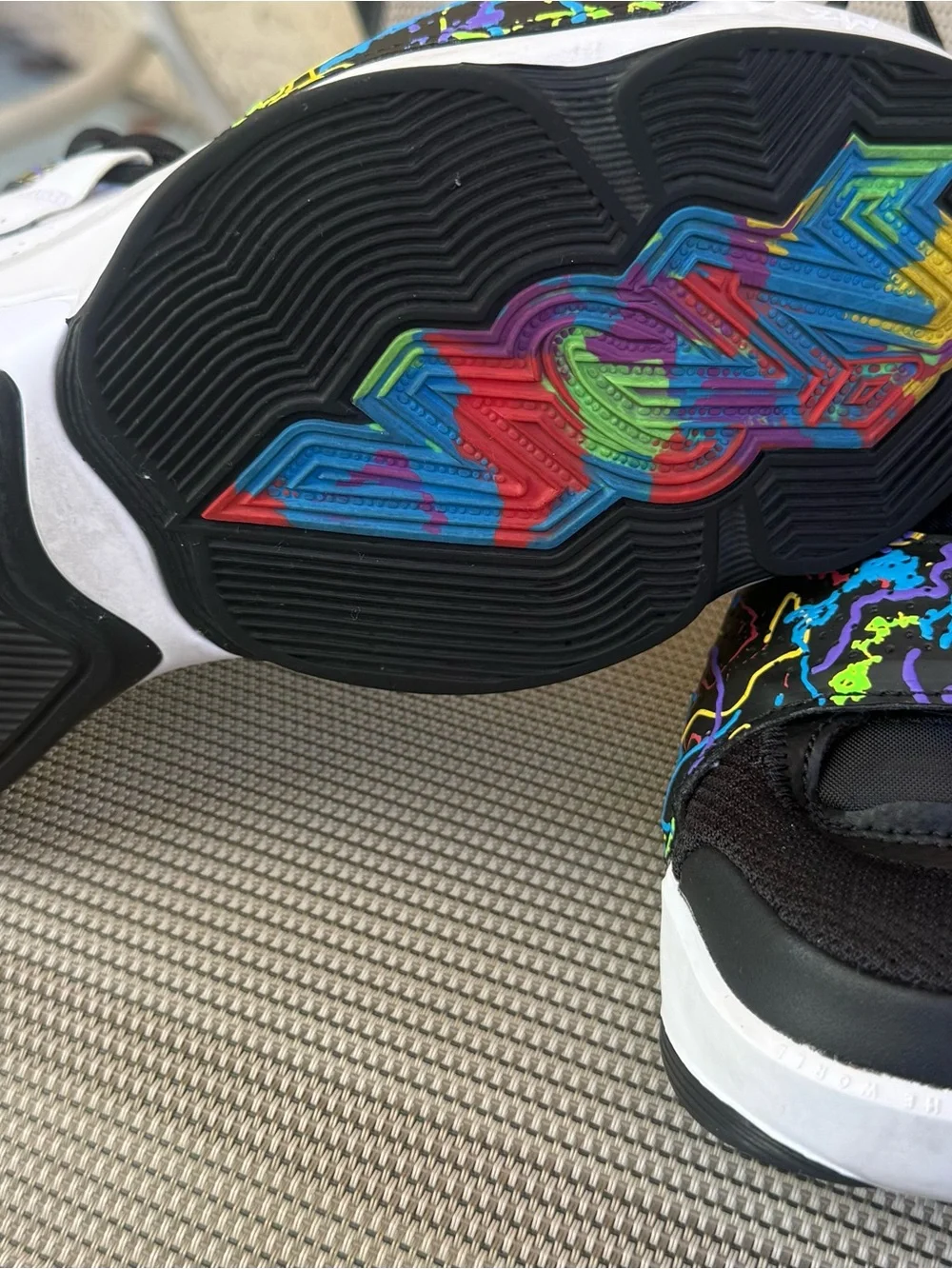 Jordan Kids Black Sneakers with Neon Multicolor Splash